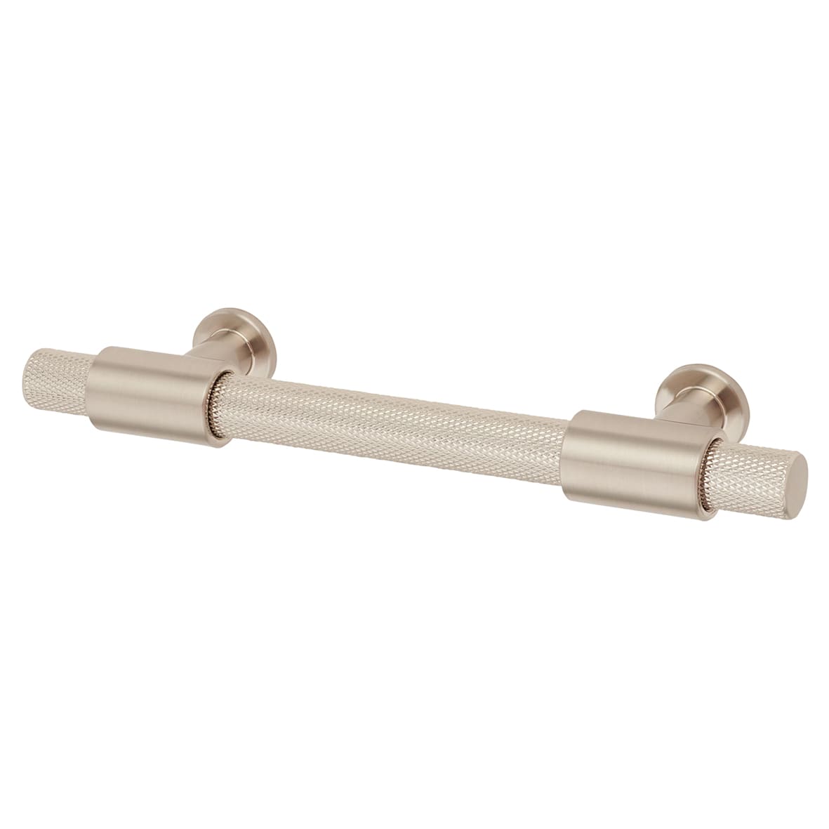 Falmouth 12mm Knurled T-Bar Cabinet Pull Handle - 96mm Centres - Satin Nickel