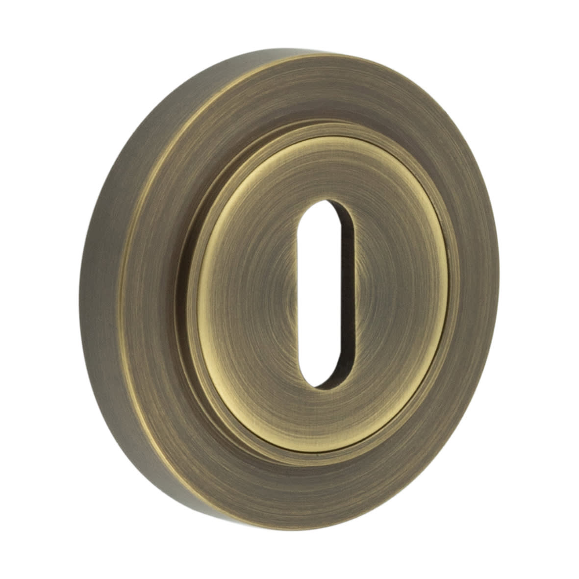 Escutcheon on Plain Rose - 53mm Diameter - Keyhole - Antique Brass
