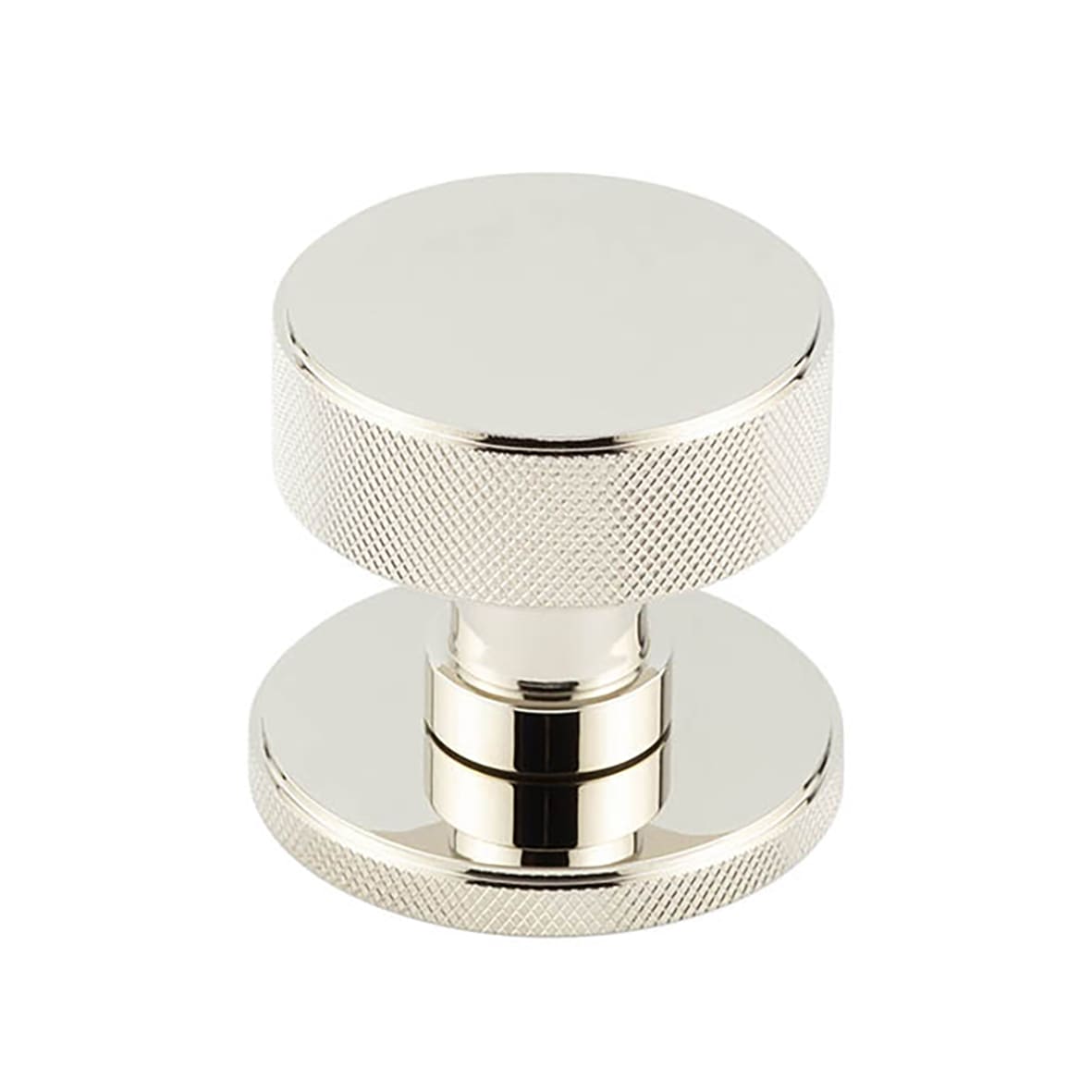 Polished Nickel Knurled Mortice Door Knob - 60mm Rose Diameter - Westbourne Range