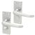 Satin Chrome Victorian Straight Privacy Door Handles - Short Plate - 118 x 42mm