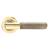 Aged Brass Knurled Door Handles on Round Rose - Brompton Range