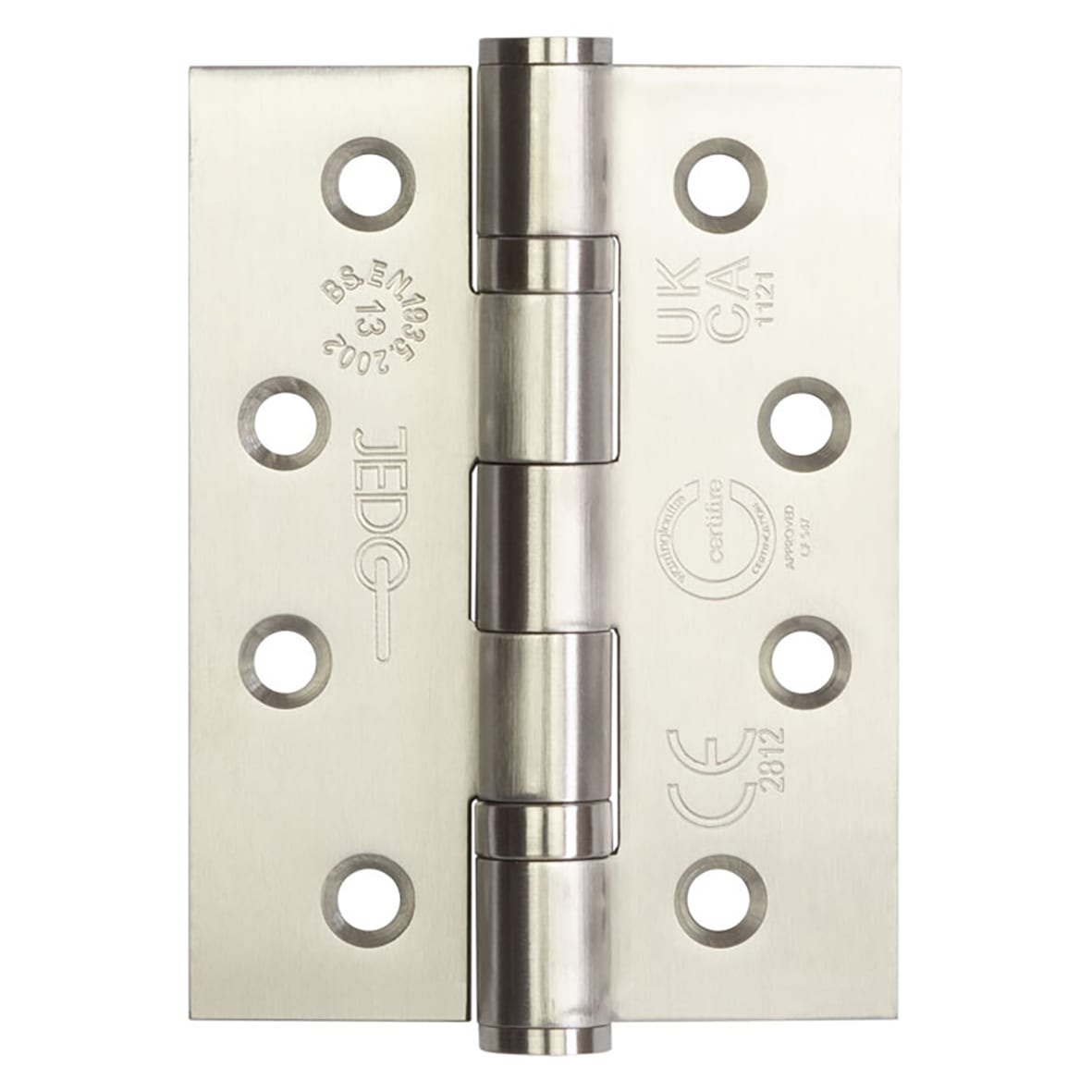 Square Ball Bearing Grade 13 Butt Fire Door Hinge - 102 x 76 x 3mm - Sat Stainless Steel - Pair