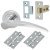 Brass Polished Chrome Latch Door Handles on Rose Pack - Oliver Range