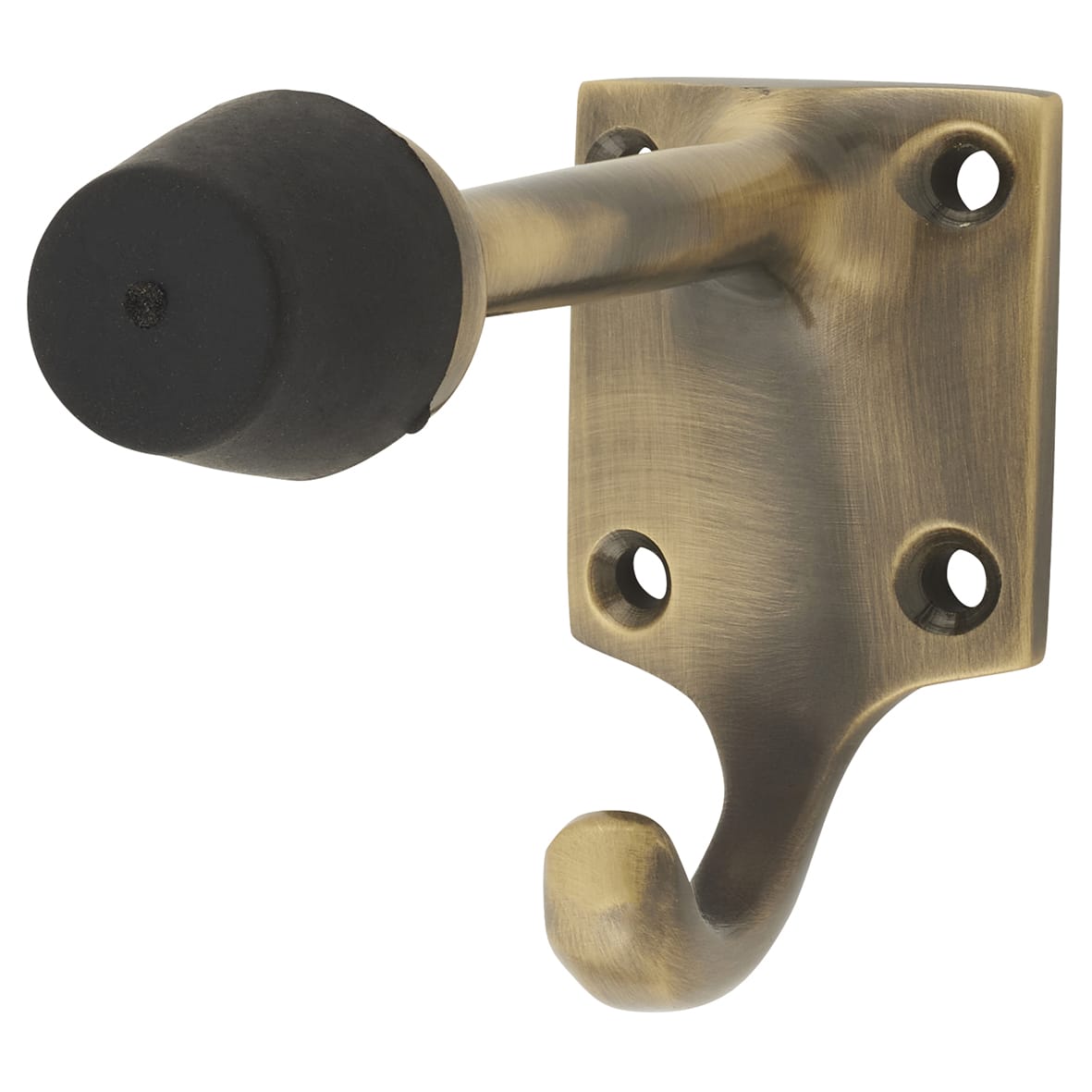 Cubical Single Hat & Coat Hook with Buffer - 85 x 55mm - Antique Brass