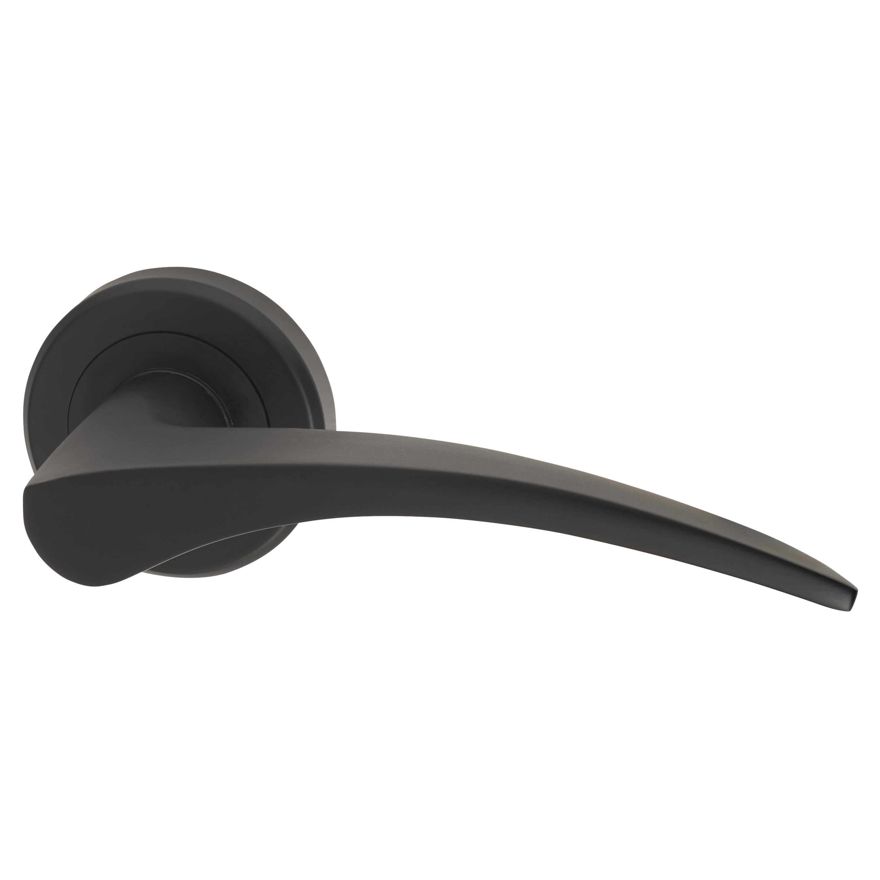Brass Matt Black Door Handles on Round Rose - Olivier Range