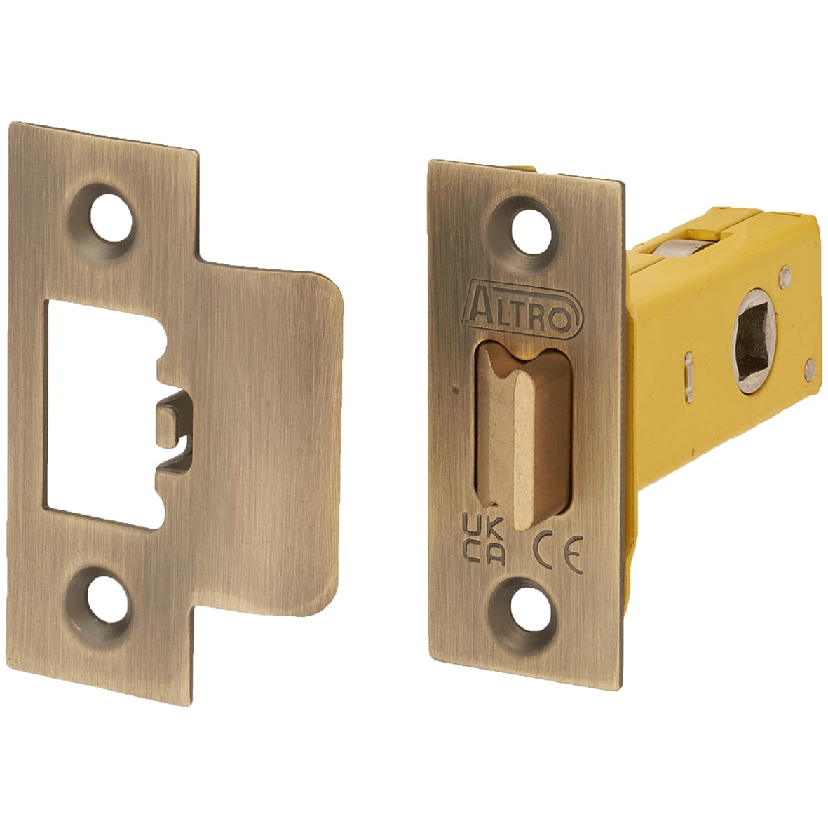 Heavy Duty Tubular Latch - 65mm Case - 44mm Backset - Square - Antique Brass