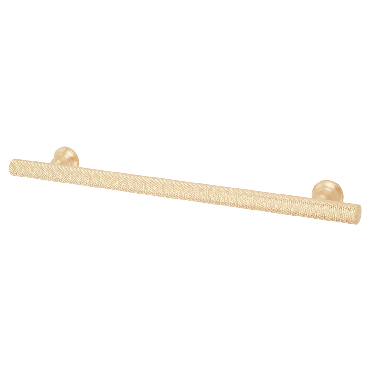York 12mm Knurled T-Bar Cabinet Pull Handle - 192mm Centres - Satin Brass