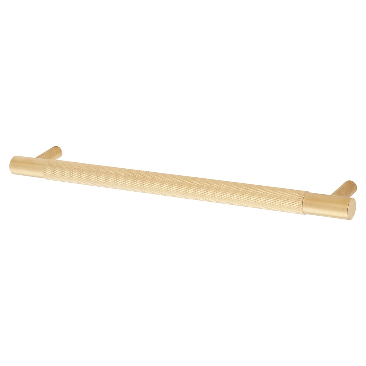 Brunel 13mm Knurled T-Bar Cabinet Pull Handle - 192mm Centres - PVD Satin Brass