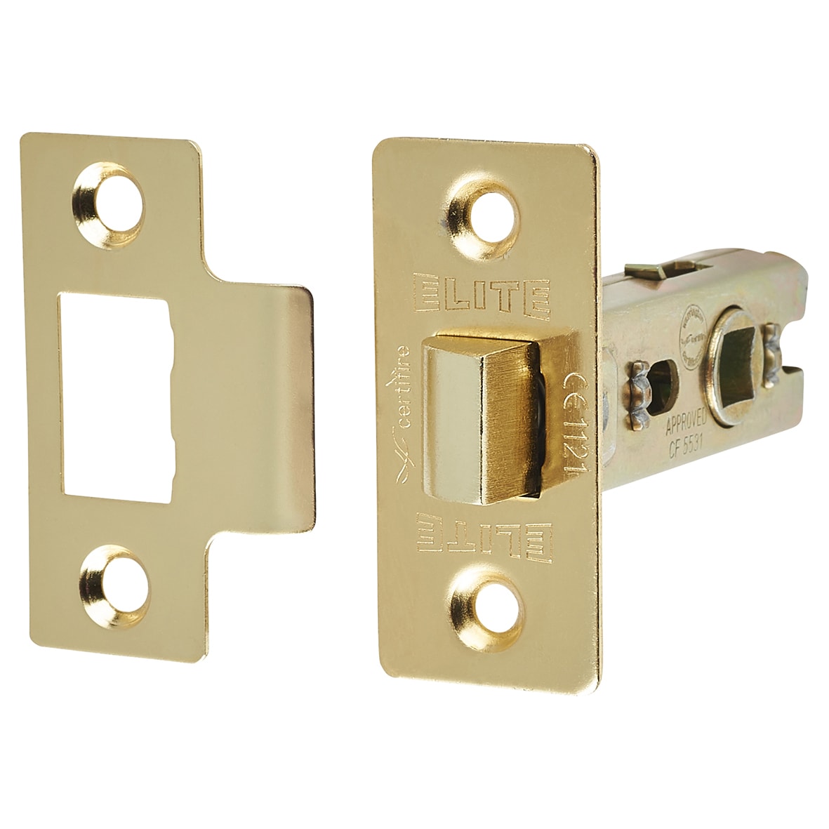 Bolt Through Tubular Latch - 78mm Case - 57mm Backset - Square - Polished Brass