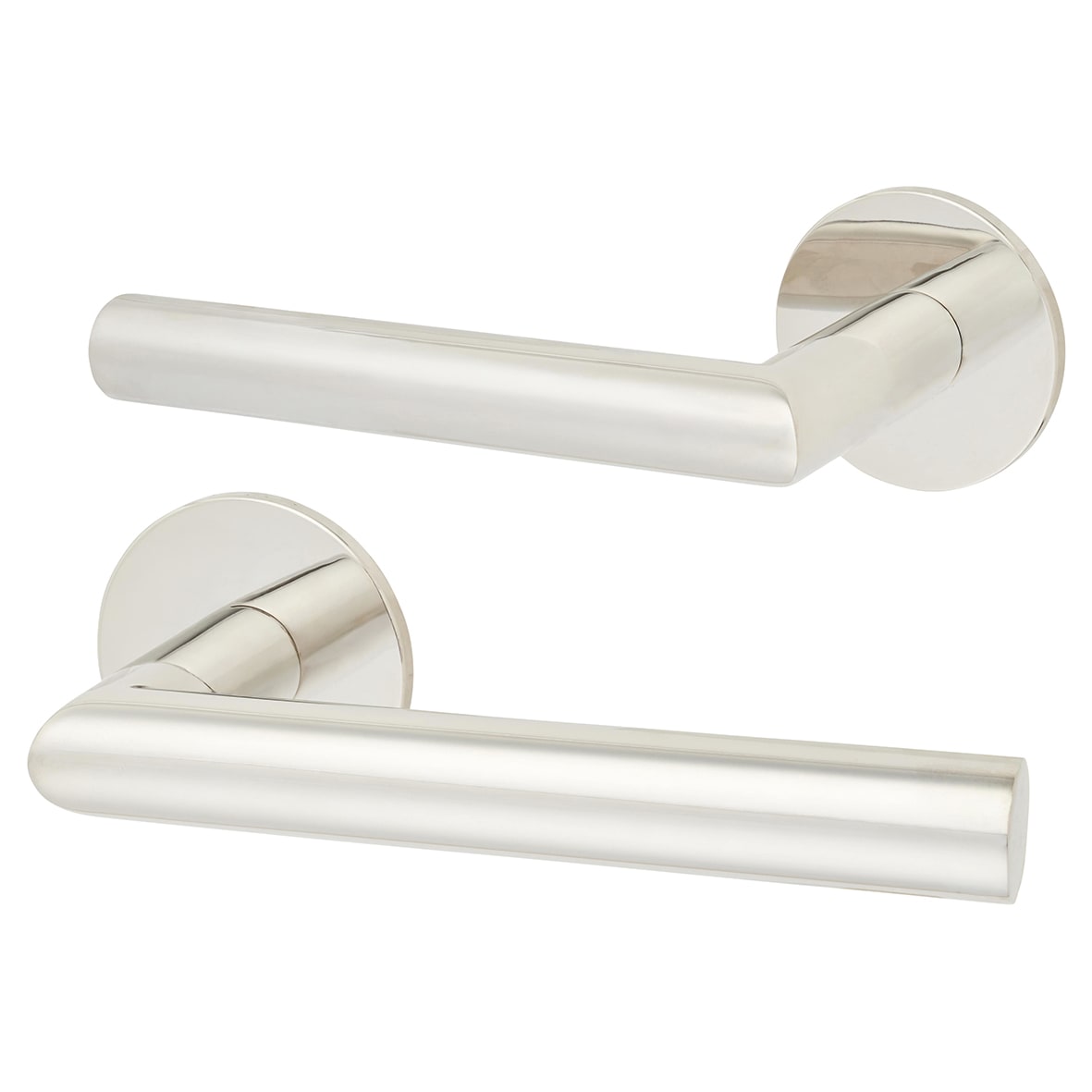 Polished Stainless Steel Door Handles on Round Slim Rose - Schema Minim Range