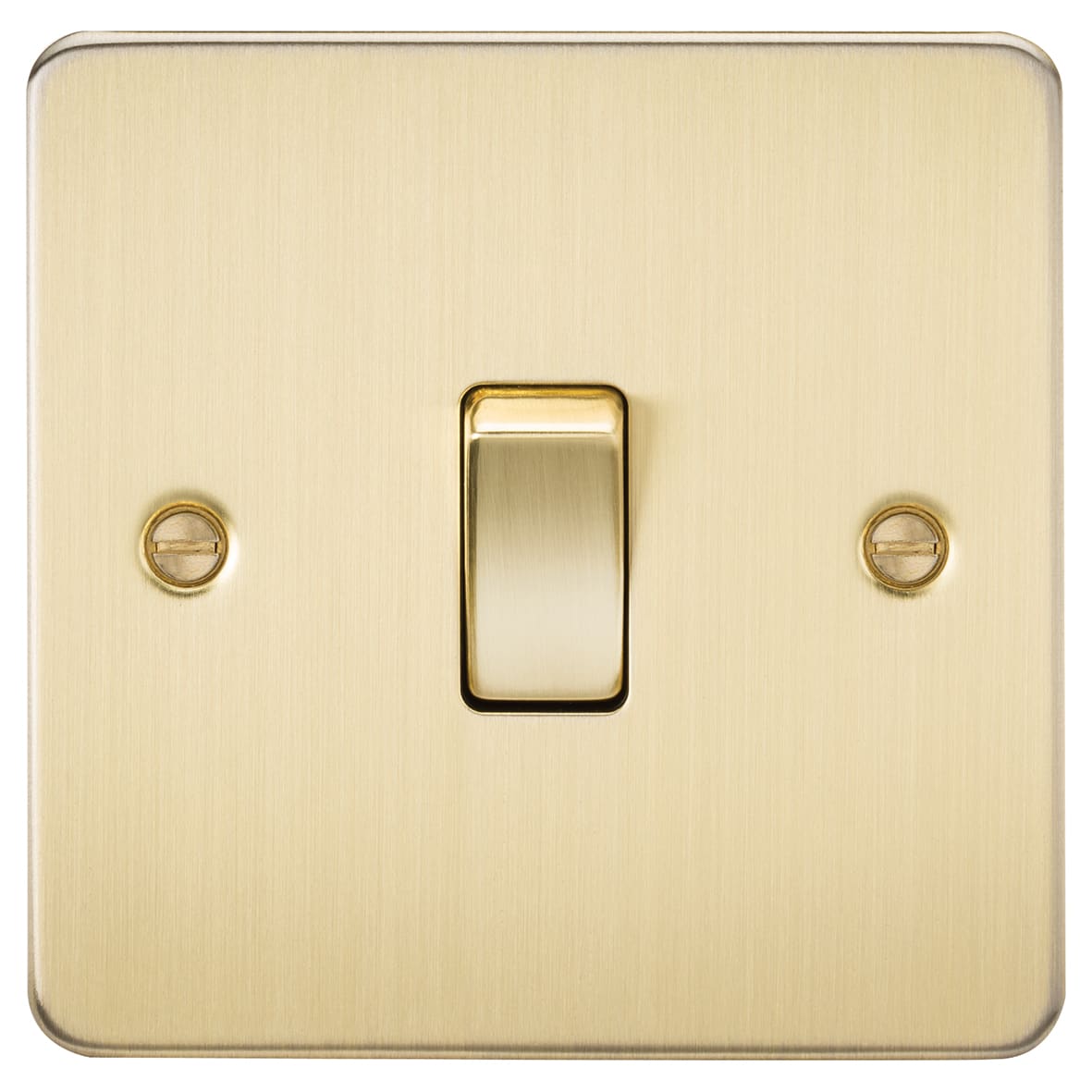 10AX 1 Gang 2 Way Flat Plate Light Switch - Brushed Brass