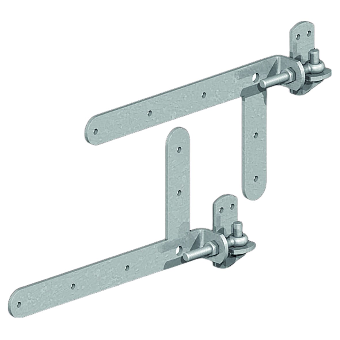 Medium Duty Braced Adjustable Hook & Band Gate Hinge - 350 x 45mm - Galvanised - Pair