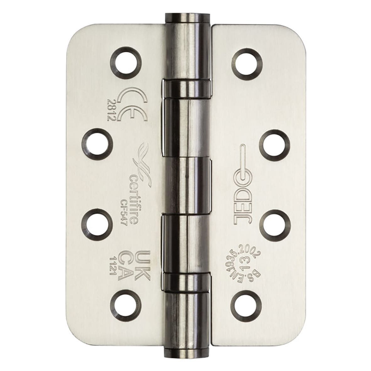 Radius Ball Bearing Grade 13 Butt Fire Door Hinge - 102 x 76 x 3mm - Sat Stainless Steel - Pair