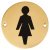 Ladies Toilet Door Sign - 75mm Diameter - Polished Brass