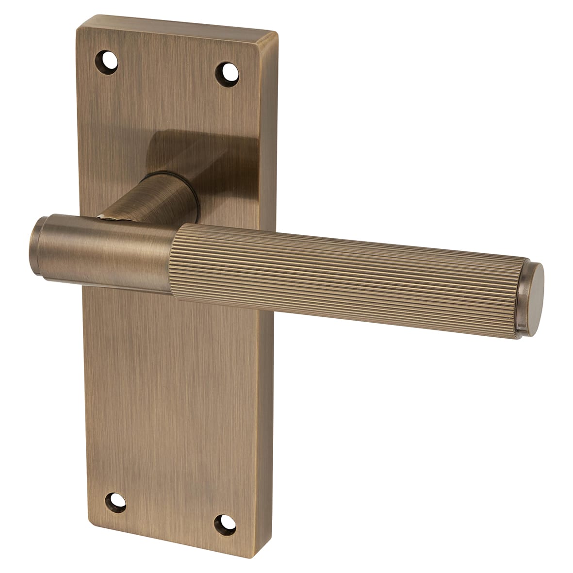 Antique Brass Lines Latch Door Handles - Nova Range - 155 x 55mm