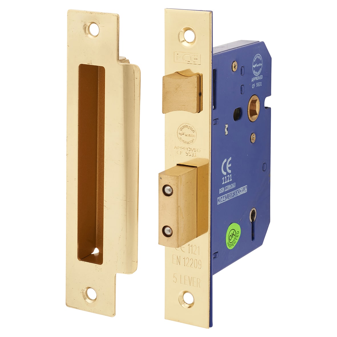 Bolt Through 5 Lever Sashlock - 78mm Case - 57mm Backset - Electro Brass