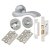 Satin Chrome Scroll Bathroom Lock Door Handles on Rose Pack - Scarlett Range