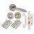 Satin Nickel Bathroom Lock Door Handles on Rose Pack - Morgan Range