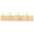 Hat & Coat Hook Rail - 450 x 70 x 15mm - 4 Hooks - Pine Board with Polished Brass Hooks