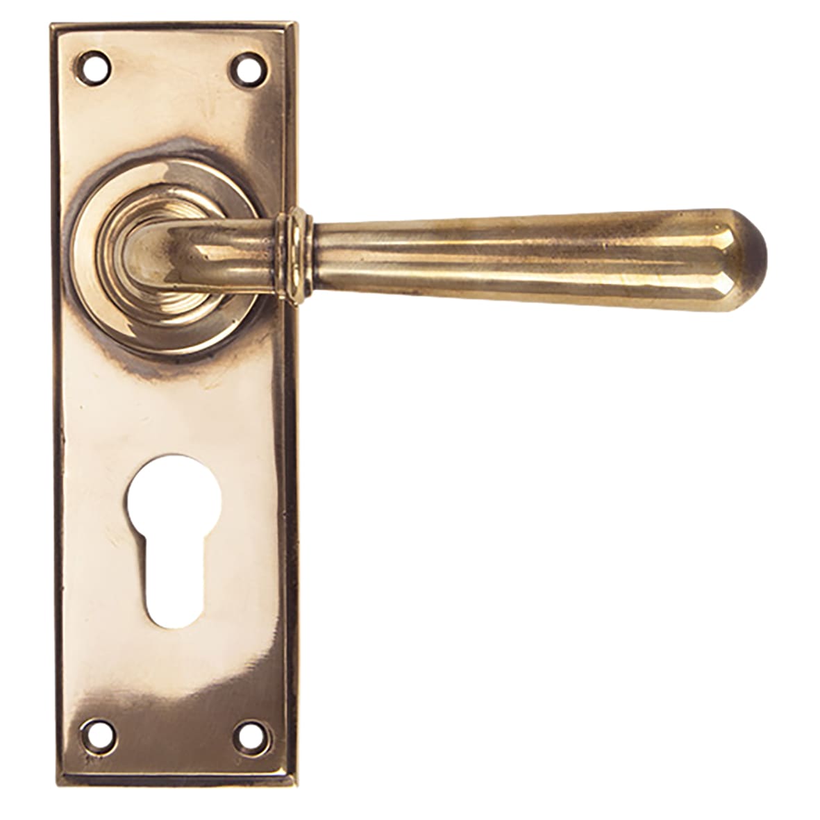 Polished Bronze Euro Lock Door Handles - Newbury Range - 152 x 50mm
