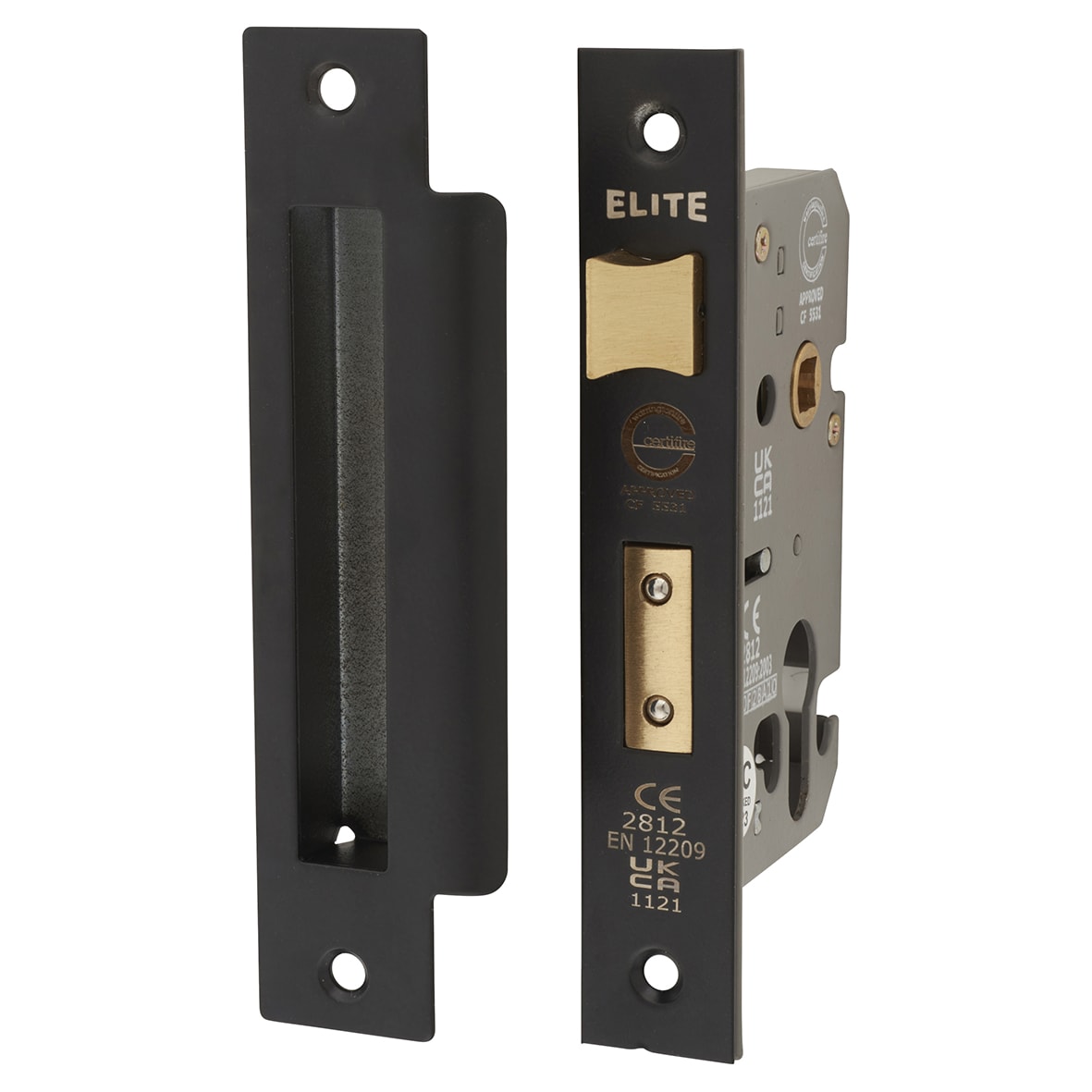 Bolt Through Euro Profile Sashlock - 65mm Case - 44mm Backset - Matt Black