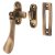 Cast Victorian Mortice & Hook Plate Casement Window Fastener - Reversible - Antique Brass