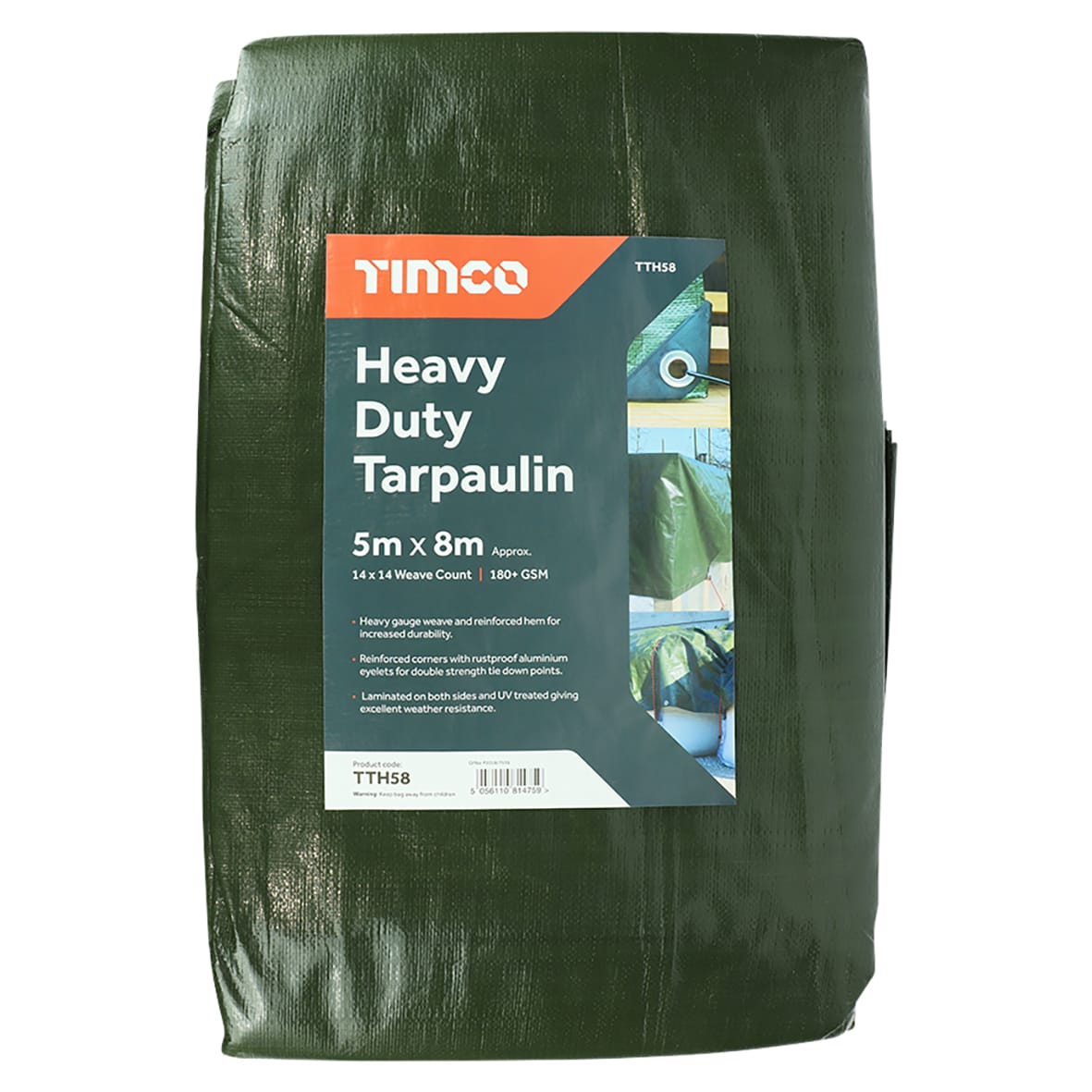 Heavy Duty Tarpaulin - 8m x 5m - Green