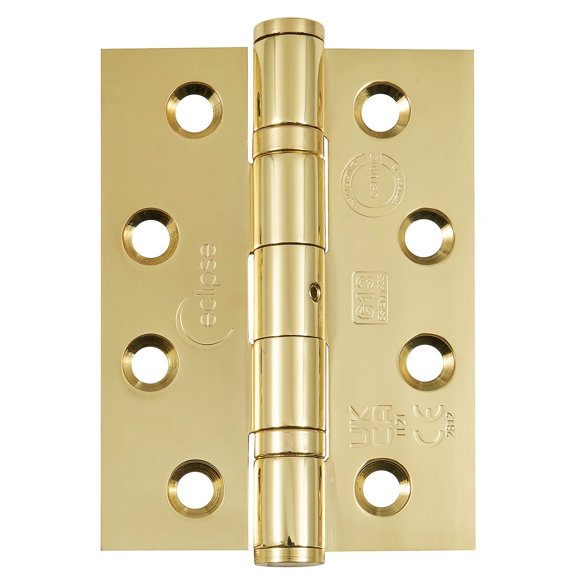 Ball Bearing Grade 13 Butt Fire Door Hinge - 102 x 76 x 3mm - Polished Brass - Pack of 3