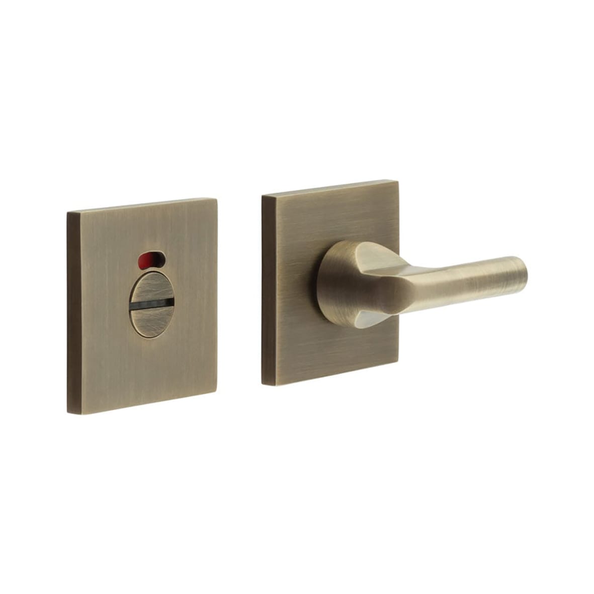 Square Bathroom Turn & Release with Indicator - 54 x 54mm - Antique Brass