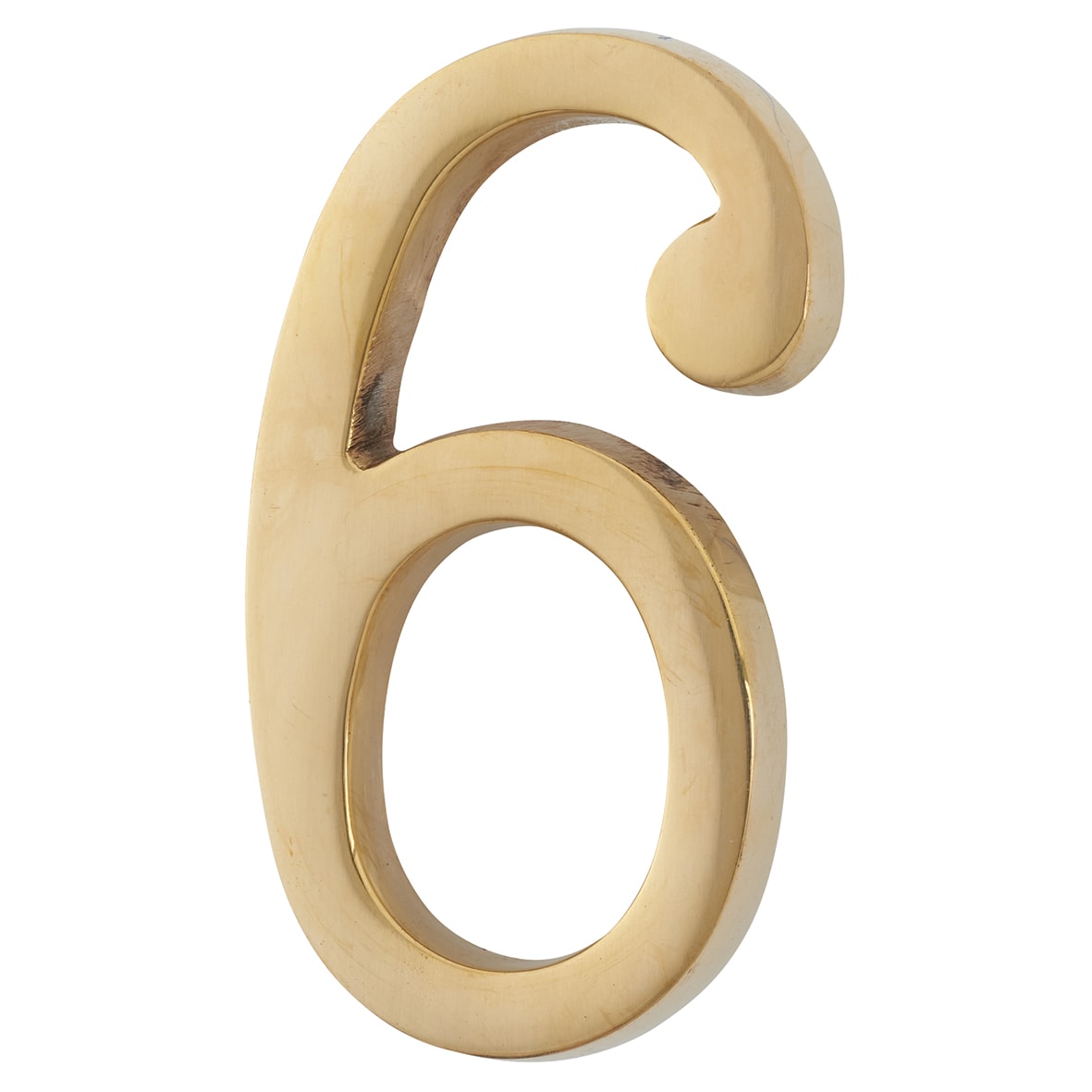 76mm Concealed Screw Fix Door Numeral - 6 / 9 - Unlacquered Brass