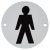 Mens Toilet Door Sign - 75mm Diameter - Satin Aluminium