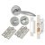 Satin Chrome Bathroom Lock Door Handles on Rose Pack - Morgan Range
