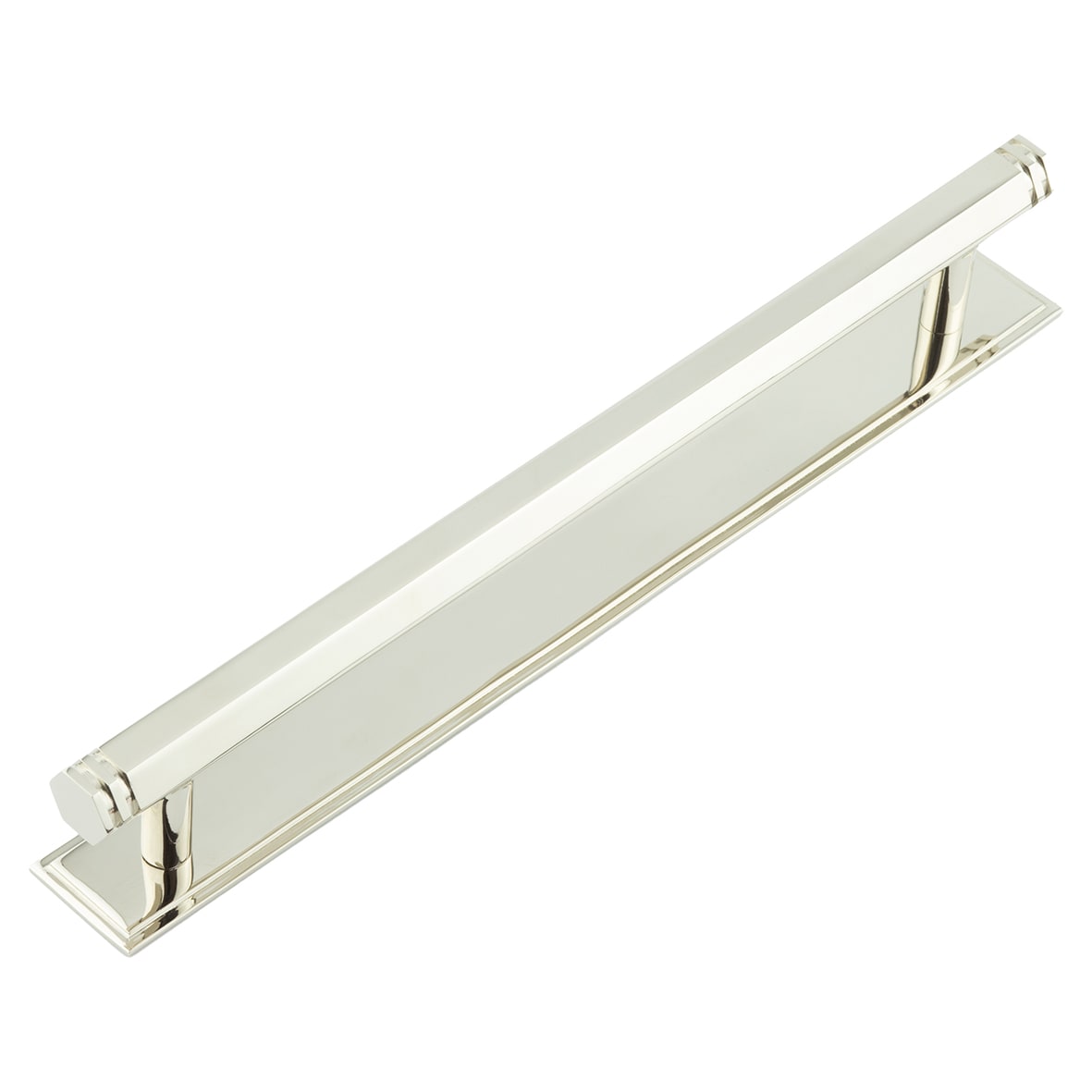 Nile 15mm Hex T-Bar Cabinet Pull Handle on Stepped Backplate - 224mm c/c - Polished Nickel