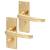 Polished Brass Victorian Straight Privacy Door Handles - Short Plate - 118 x 42mm