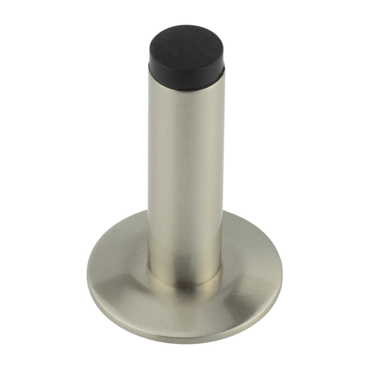 Plain Projection Door Stop on Chamfered Rose - 76mm Projection - Satin Nickel