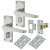 Polished Chrome Budget Straight Privacy Door Handles Pack - Short Plate