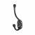 Victorian Pattern Single Hat & Coat Hook - 140 x 80mm - Antique Black