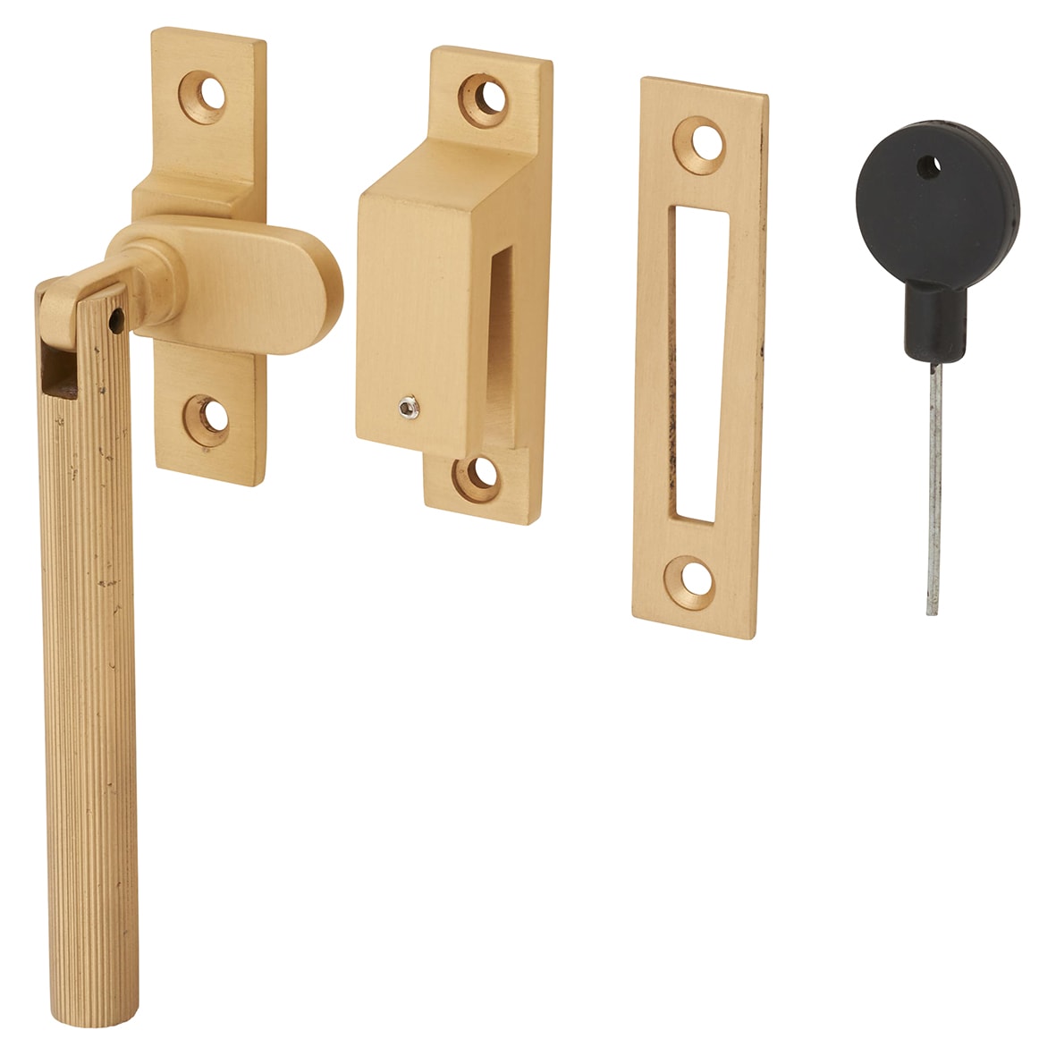 Aspen Lines Locking Mortice & Hook Plate Window Fastener - Reversible - Satin Brass