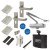 Light Duty Euro Lock Door Handle on Backplate Fire Door Kit & Dorgard Holder - Power Size 3 - Silver