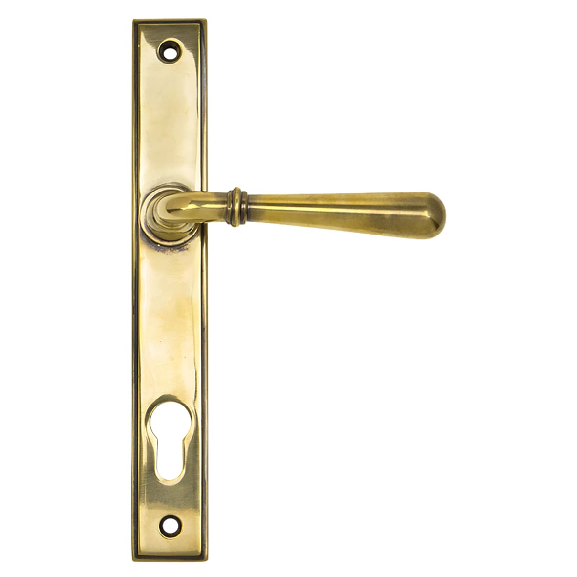 Newbury Aged Brass uPVC Slimline Multipoint Door Handles - 92mm c/c
