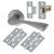 Satin Chrome Latch Door Handles on Rose Pack - Knightsbridge Range