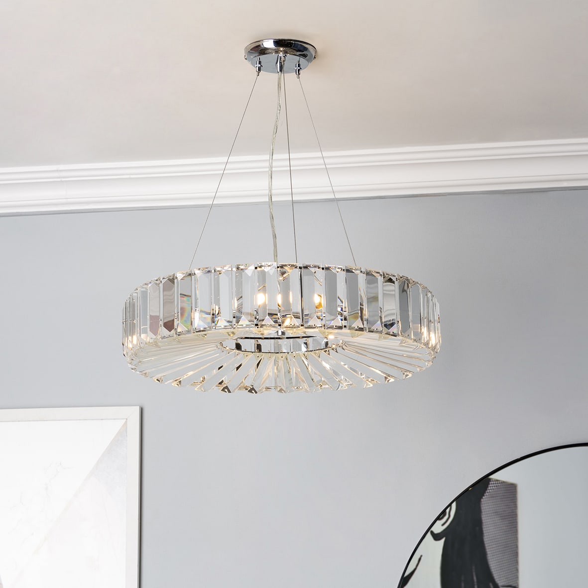 Renee 5 Light Ceiling Pendant - Chrome Fittings and Clear Crystal Shade