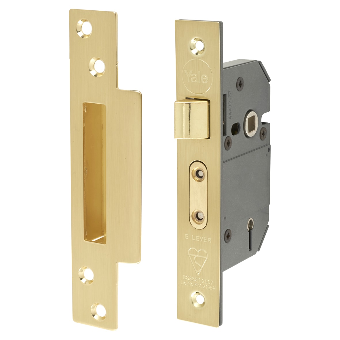 M560:2007 Bolt Through 5 Lever Sashlock - 64mm Case - 44mm Backset - Polished Brass
