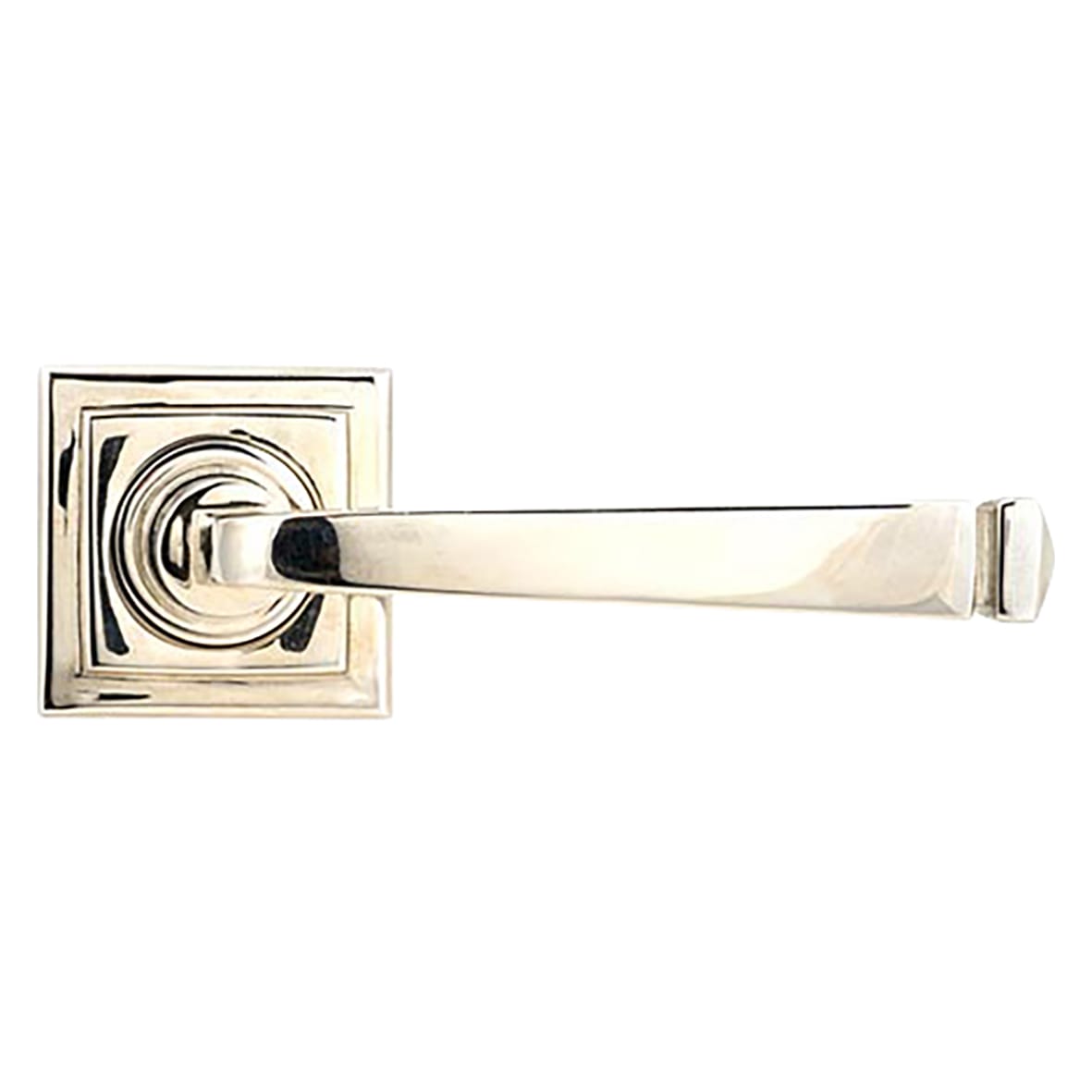 Polished Nickel Door Handles on Square Rose - Avon Range