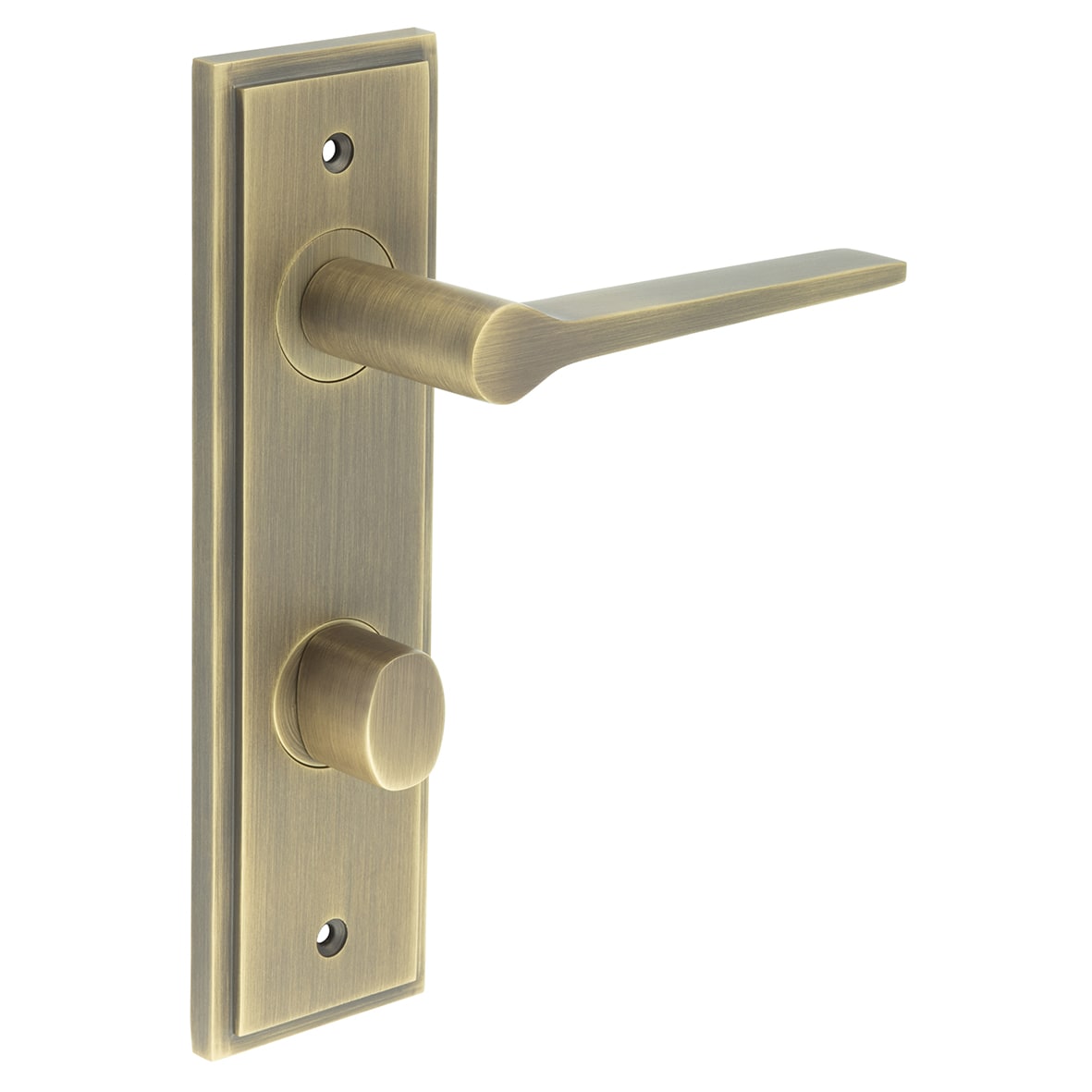 Antique Brass Fire Rated DIN Bathroom Door Handles - Knightsbridge - Inner 2 - 200 x 55mm