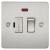 13A 1 Gang Flat Plate Switched Fused Spur with Neon - Brushed Chrome