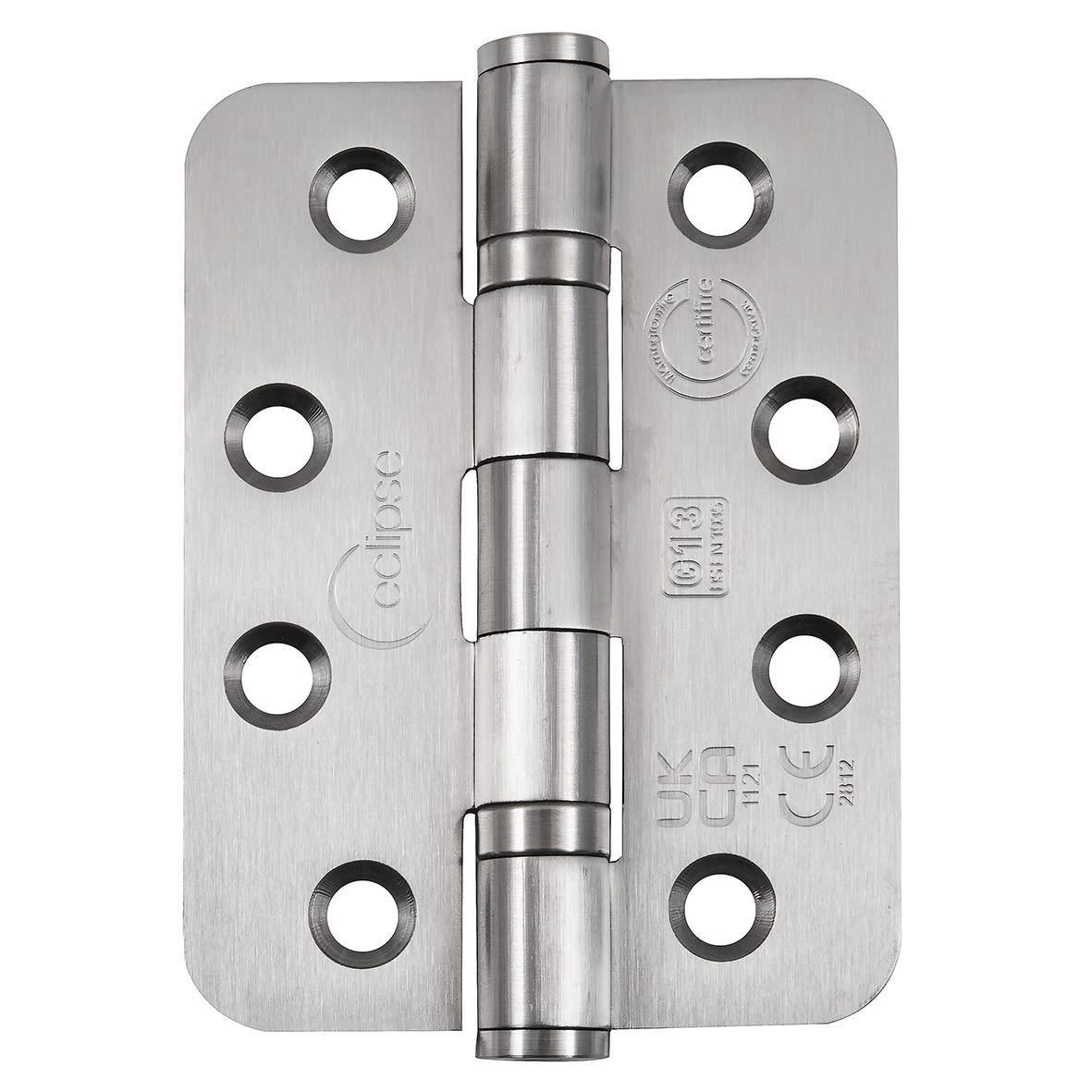 Radius Ball Bearing Grade 13 Butt Fire Door Hinge - 102 x 76 x 3mm - Satin Stainless - Pair