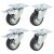 Rubber Castor 2 x Swivel, 2 x Swivel Braked - 300kg Max - 125mm Diameter - Black - Pack of 4