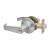 Satin Chrome Return to Door Hotel Bathroom Door Handles on Round Rose Set