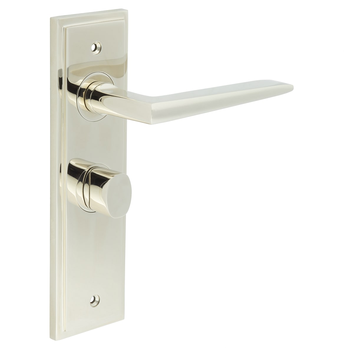 Polished Nickel Fire Rated Bathroom Door Handles - Mayfair - Inner 2 - 200 x 55mm